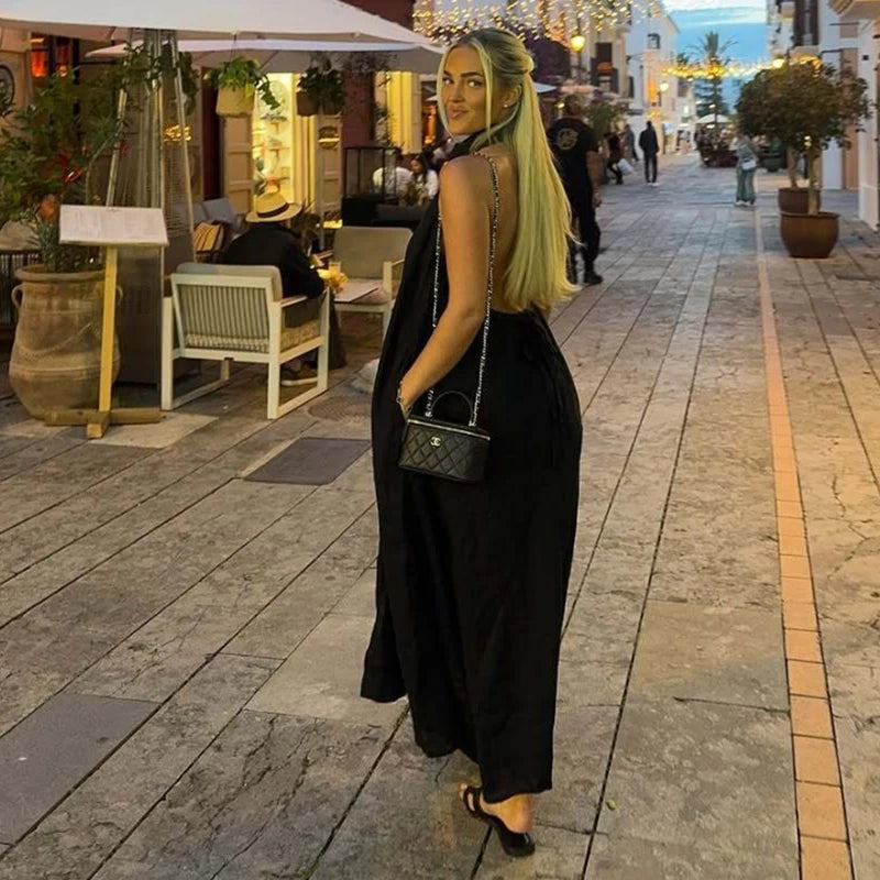 Christiane – robe longue fluide col chemise élégante