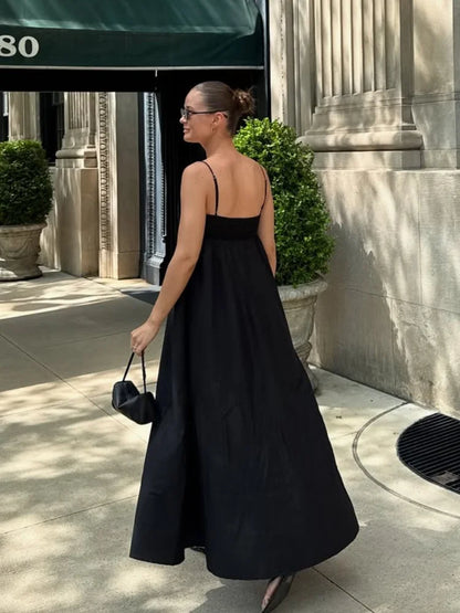 Charlène – robe longue fluide à fines bretelles d’été