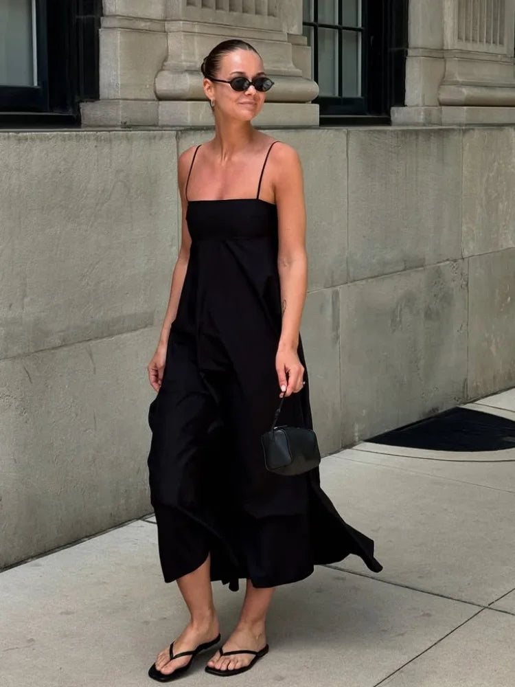Charlène – robe longue fluide à fines bretelles d’été