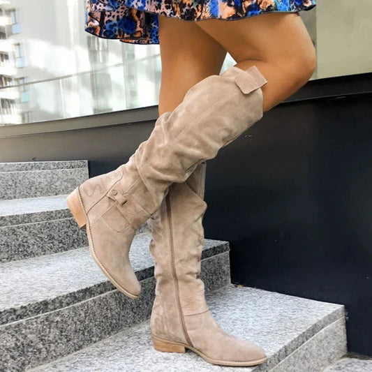 bottes à hauteur de genou en cuir élégant automne Hélène