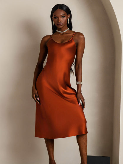 Robe Longue en Soie Pure avec Bretelles Spaghetti