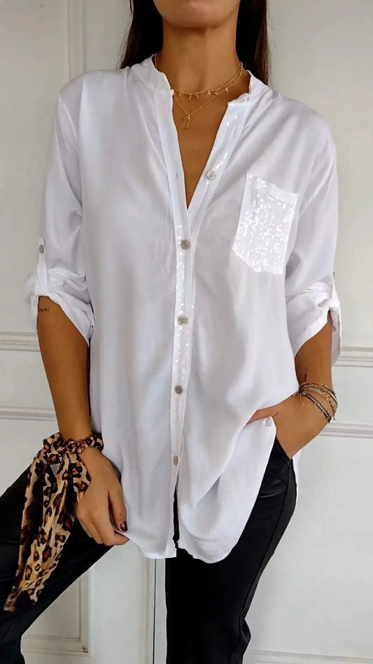 Juliette – blouse fluide à sequins délicats