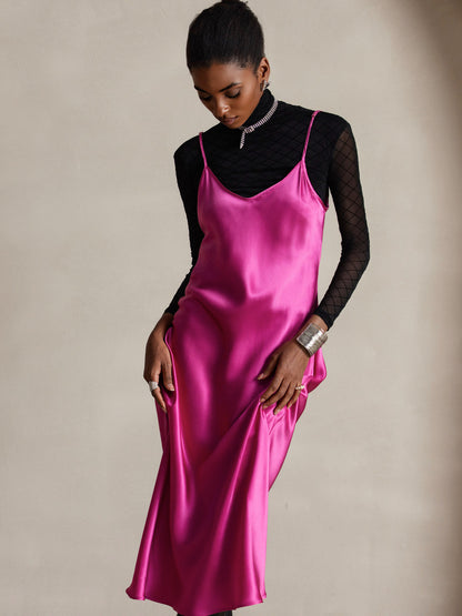 Robe Longue en Soie Pure avec Bretelles Spaghetti