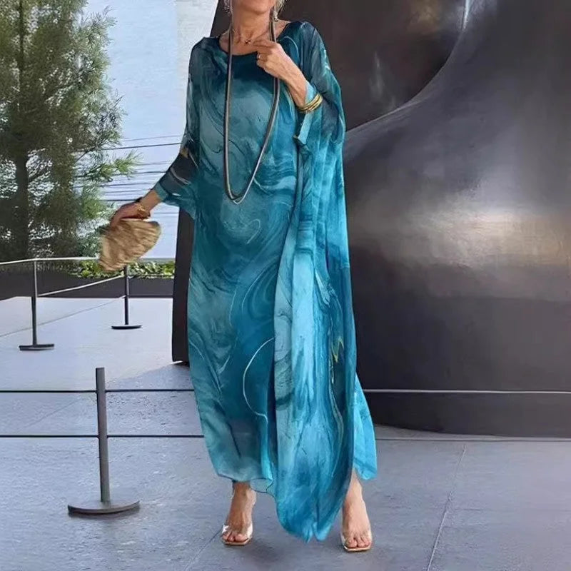 Aileen – robe fluide en chiffon imprimé marbré