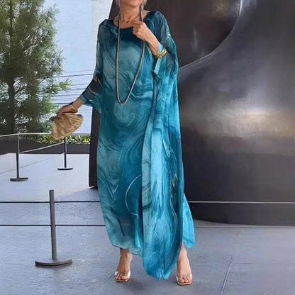 Aileen – robe fluide en chiffon imprimé marbré