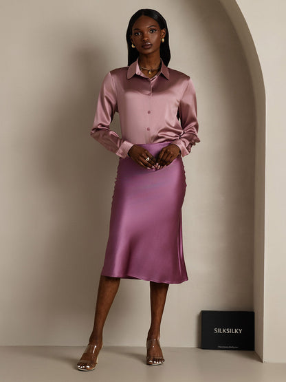 Jupe Élégante Basique en Soie Pure