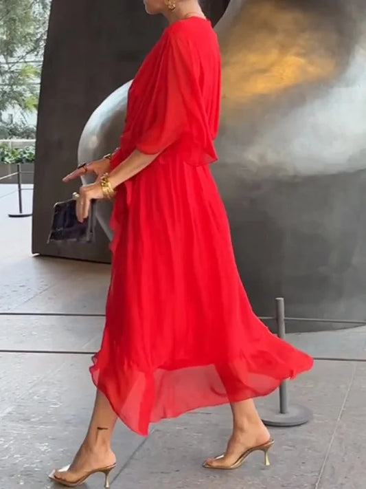 Clémence – robe fluide en mousseline à col en v