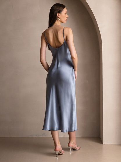 Robe Longue en Soie Pure avec Bretelles Spaghetti