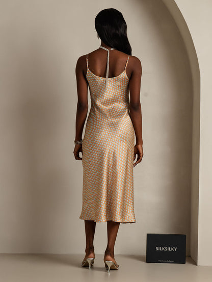 Robe Longue en Soie Pure avec Bretelles Spaghetti