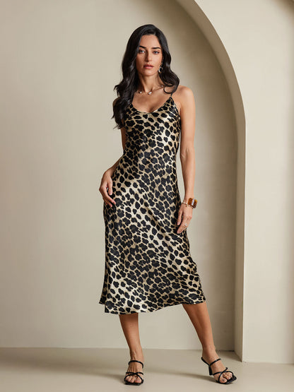 Robe Longue en Soie Pure avec Bretelles Spaghetti