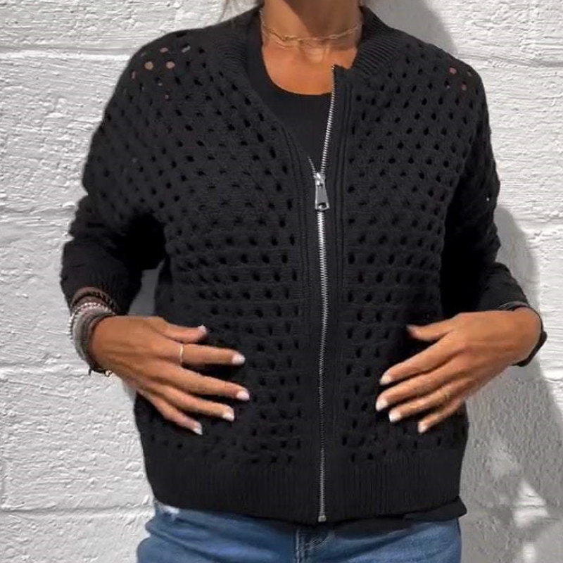 🔥2025 Nouveau 50% de réduction Hot Sale🔥Veste zippée en tricot pour femmes avec découpes