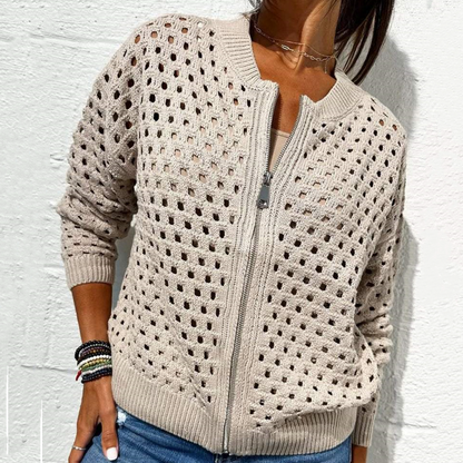 🔥2025 Nouveau 50% de réduction Hot Sale🔥Veste zippée en tricot pour femmes avec découpes