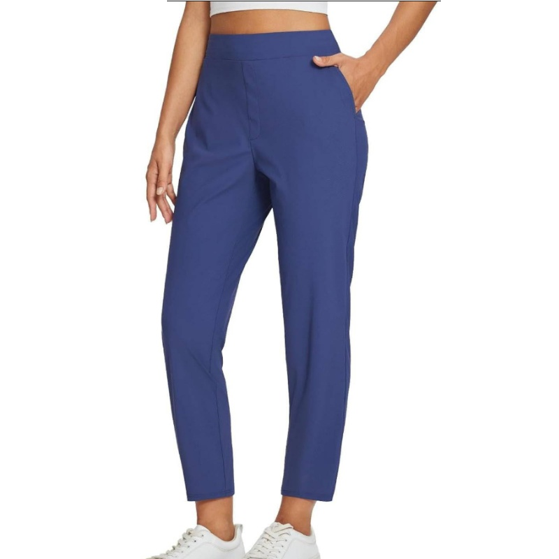 Pantalon élastique à taille haute avec poches zippées pour femmes
