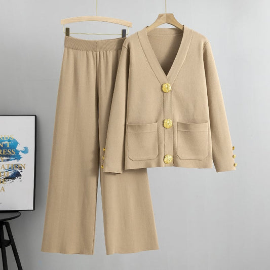 Gabrielle - ensemble cardigan laine et pantalon large
